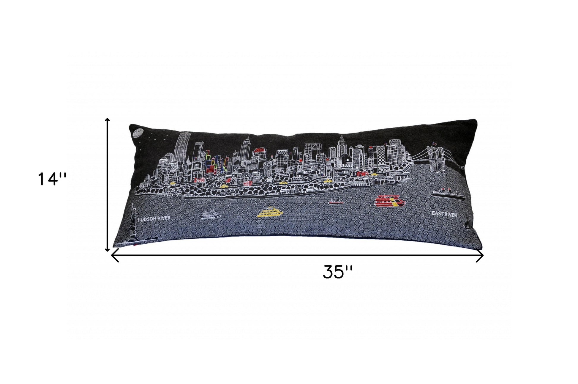 14" X 35" Black Gray and White Hometown Pride Wool Lumbar Throw Pillow-2