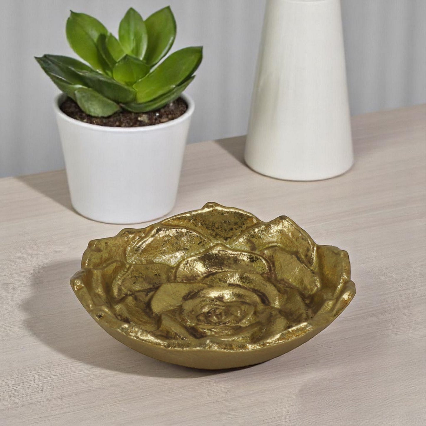 5" Gold Novelty Metal Handmade Tray-4