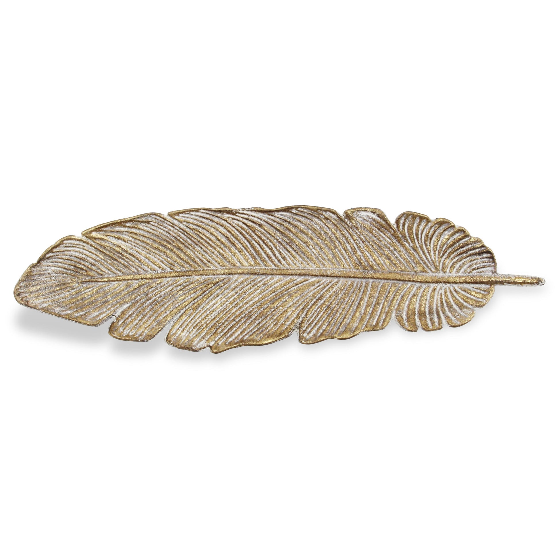 18" Gold Feather Metal Handmade Tray-2