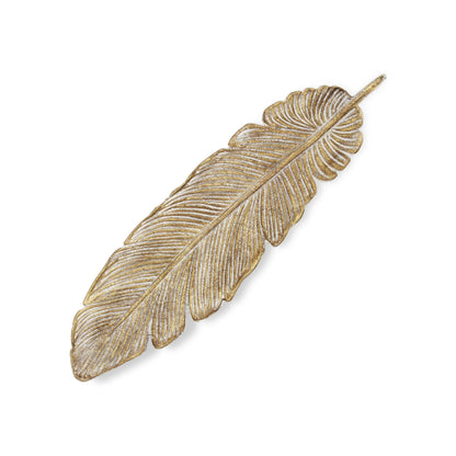 18" Gold Feather Metal Handmade Tray-3