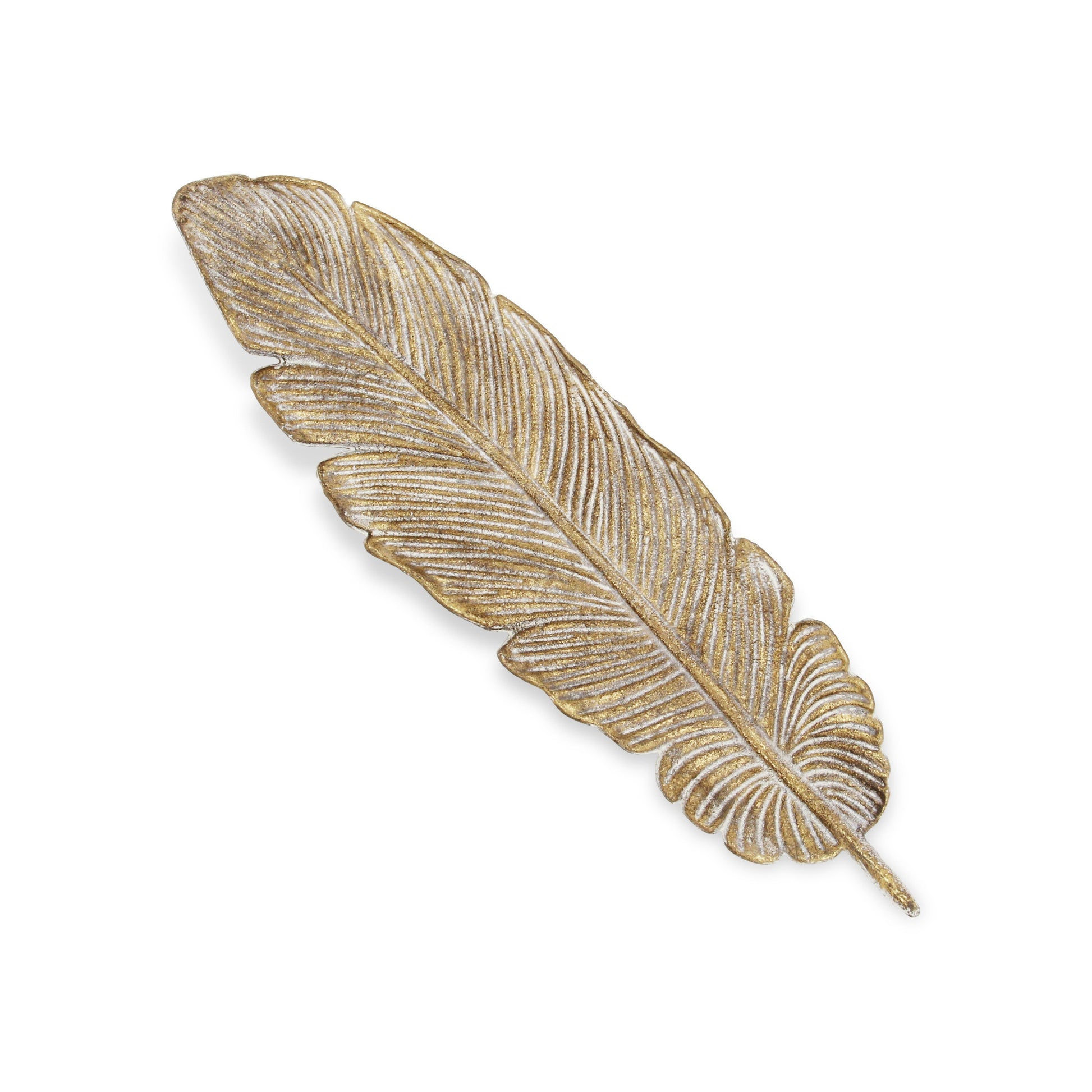 18" Gold Feather Metal Handmade Tray-4