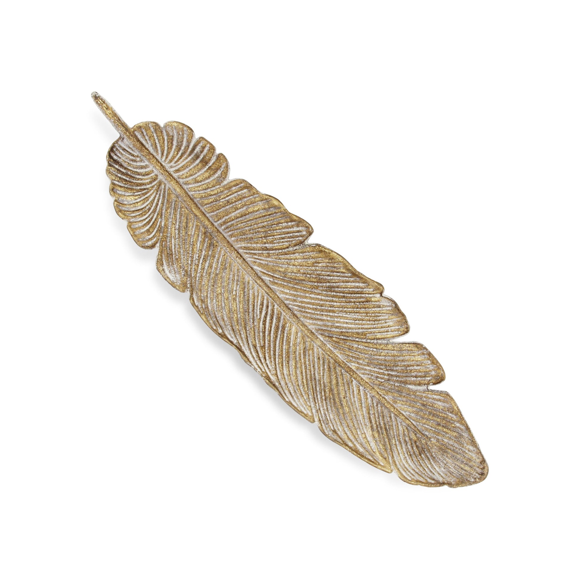 18" Gold Feather Metal Handmade Tray-5