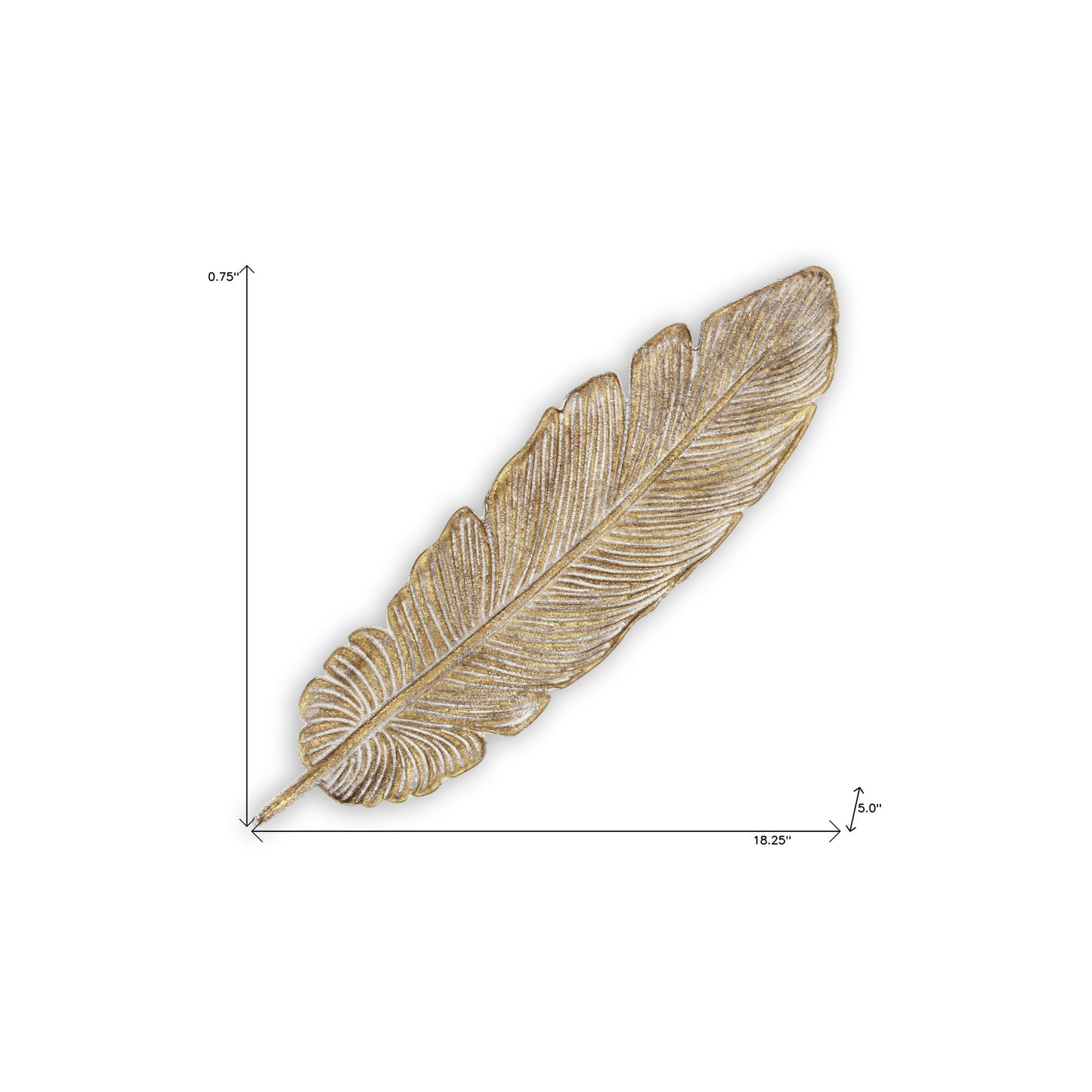 18" Gold Feather Metal Handmade Tray-8
