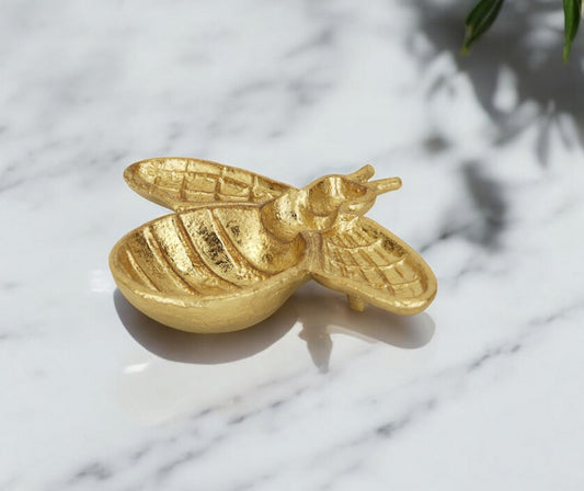 8" Gold Bumble Bee Cast Iron Vanity Tray-0