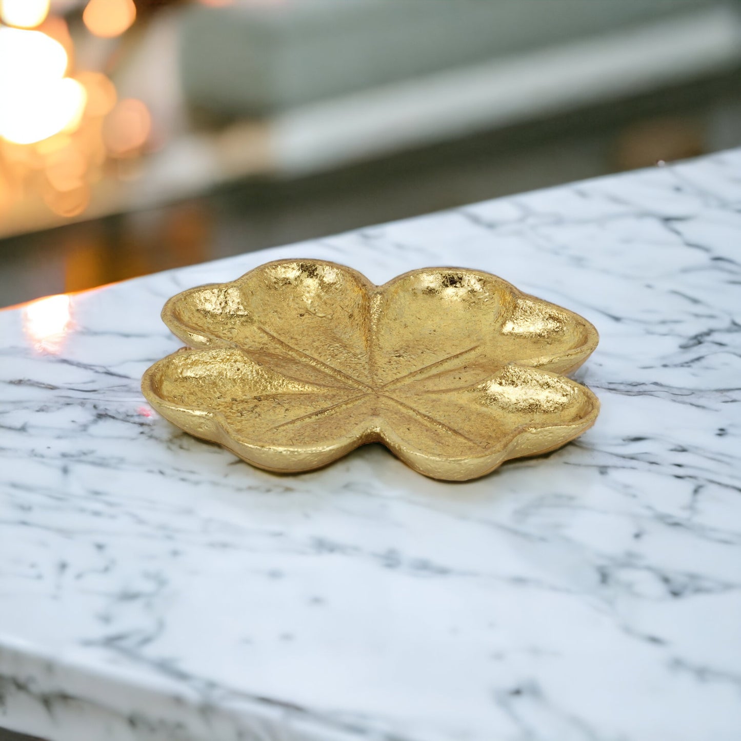 7" Gold Shamrock Metal Handmade Vanity Tray-7