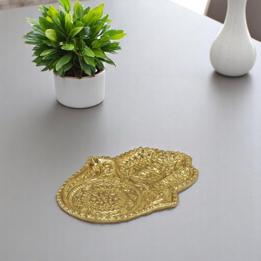 5" Gold Novelty Metal Handmade Tray-0