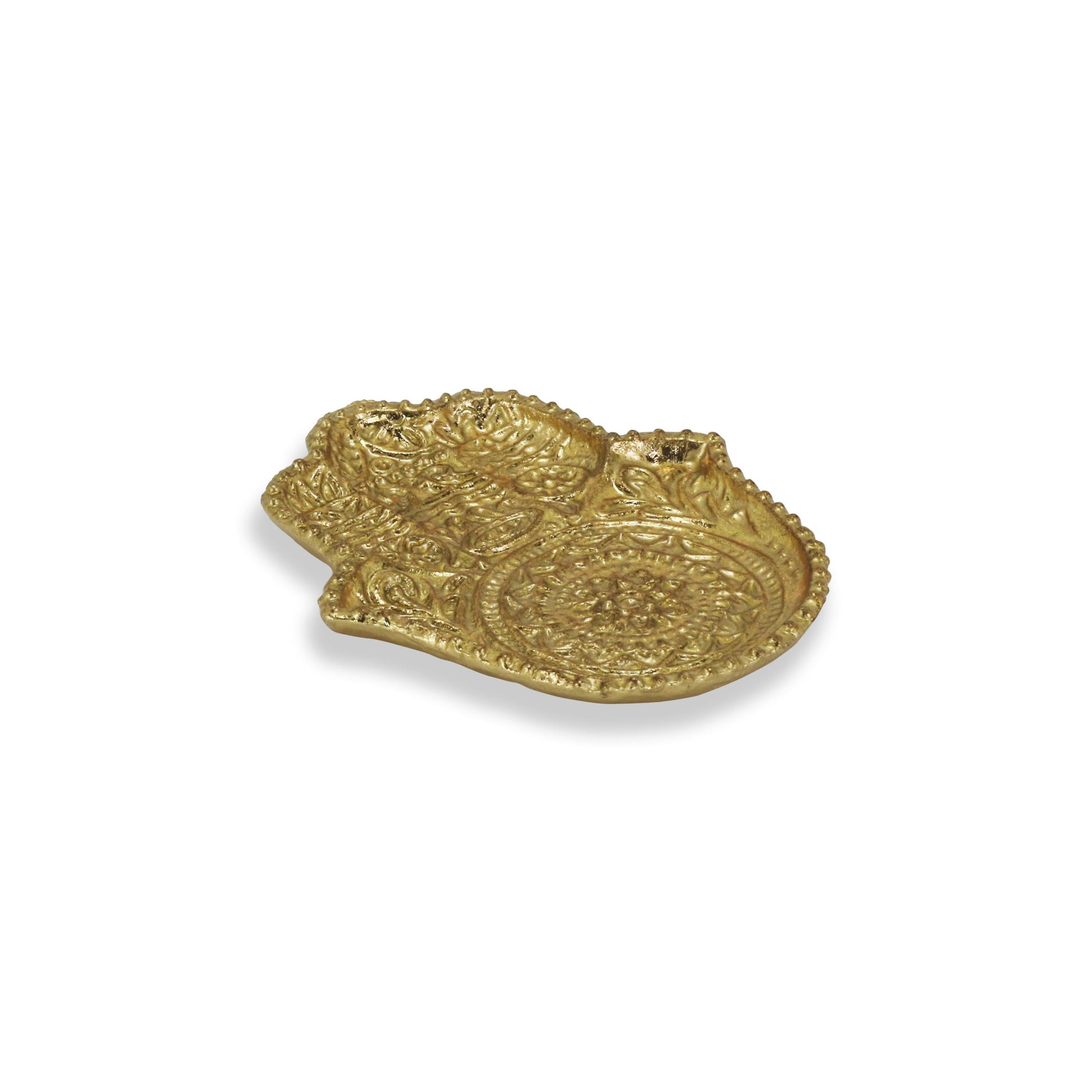 5" Gold Novelty Metal Handmade Tray-4