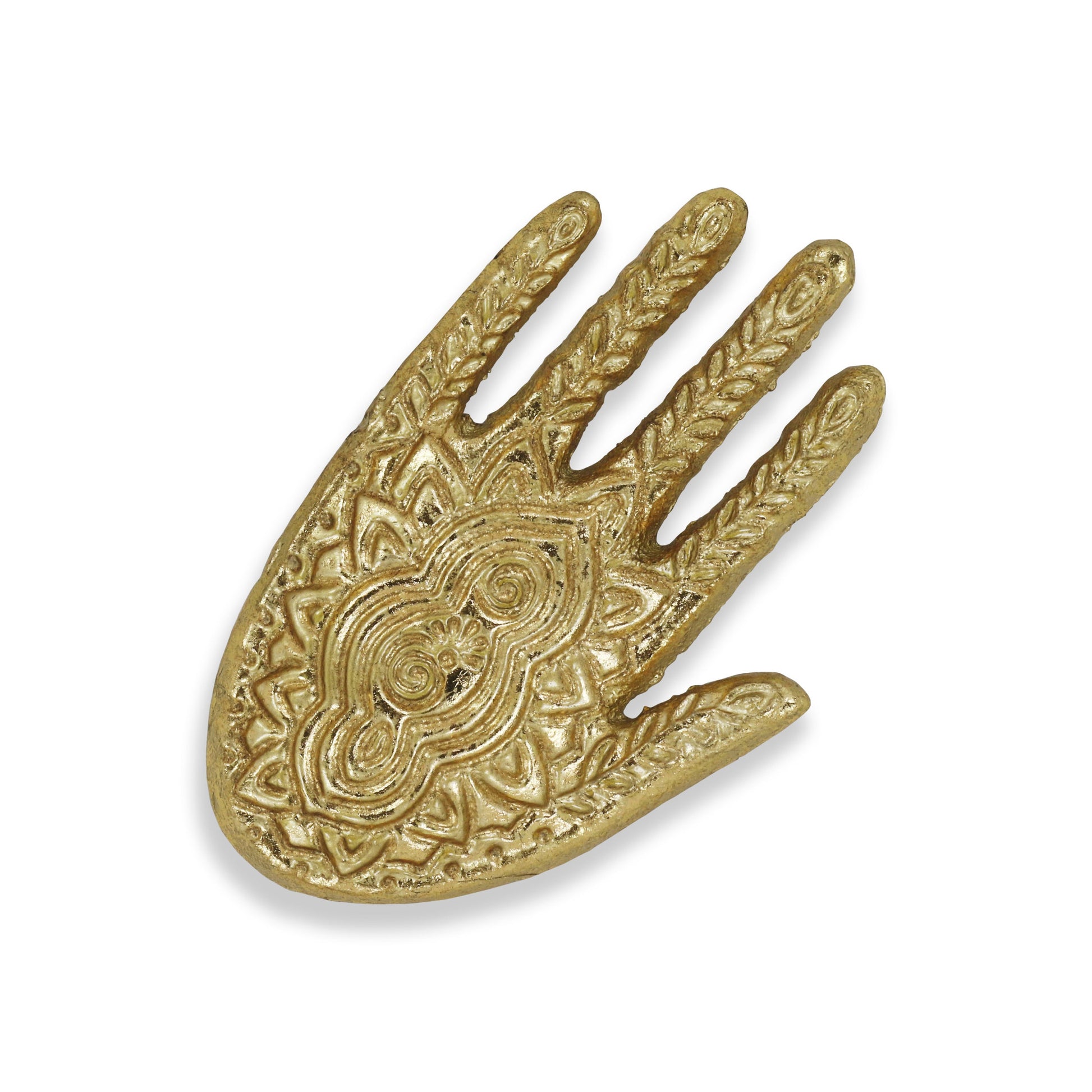 5" Gold Hamza Metal Handmade Tray-2