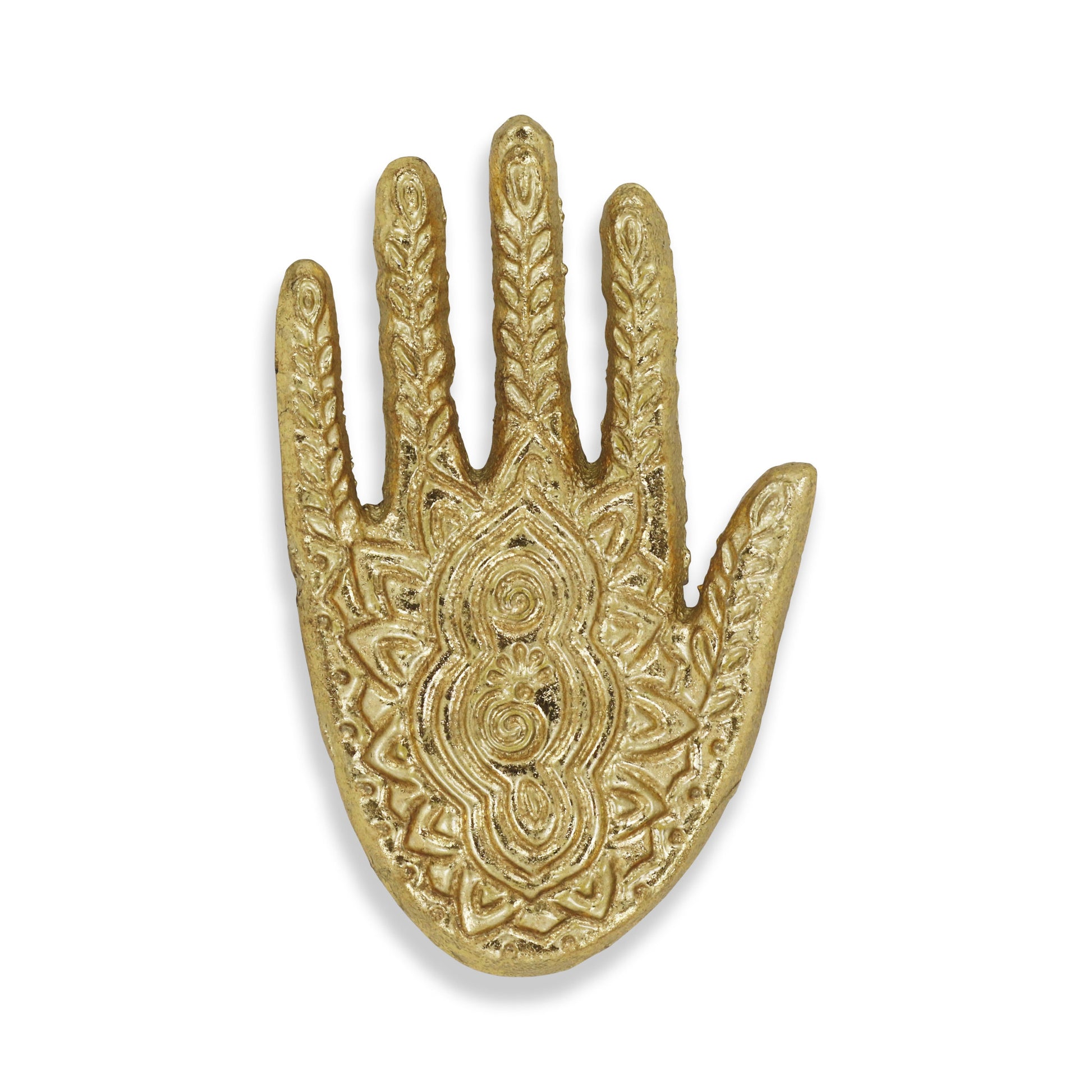 5" Gold Hamza Metal Handmade Tray-3
