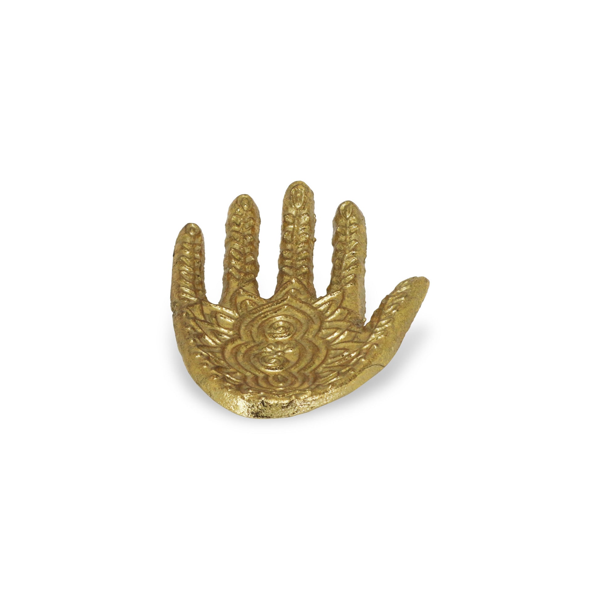 5" Gold Hamza Metal Handmade Tray-4
