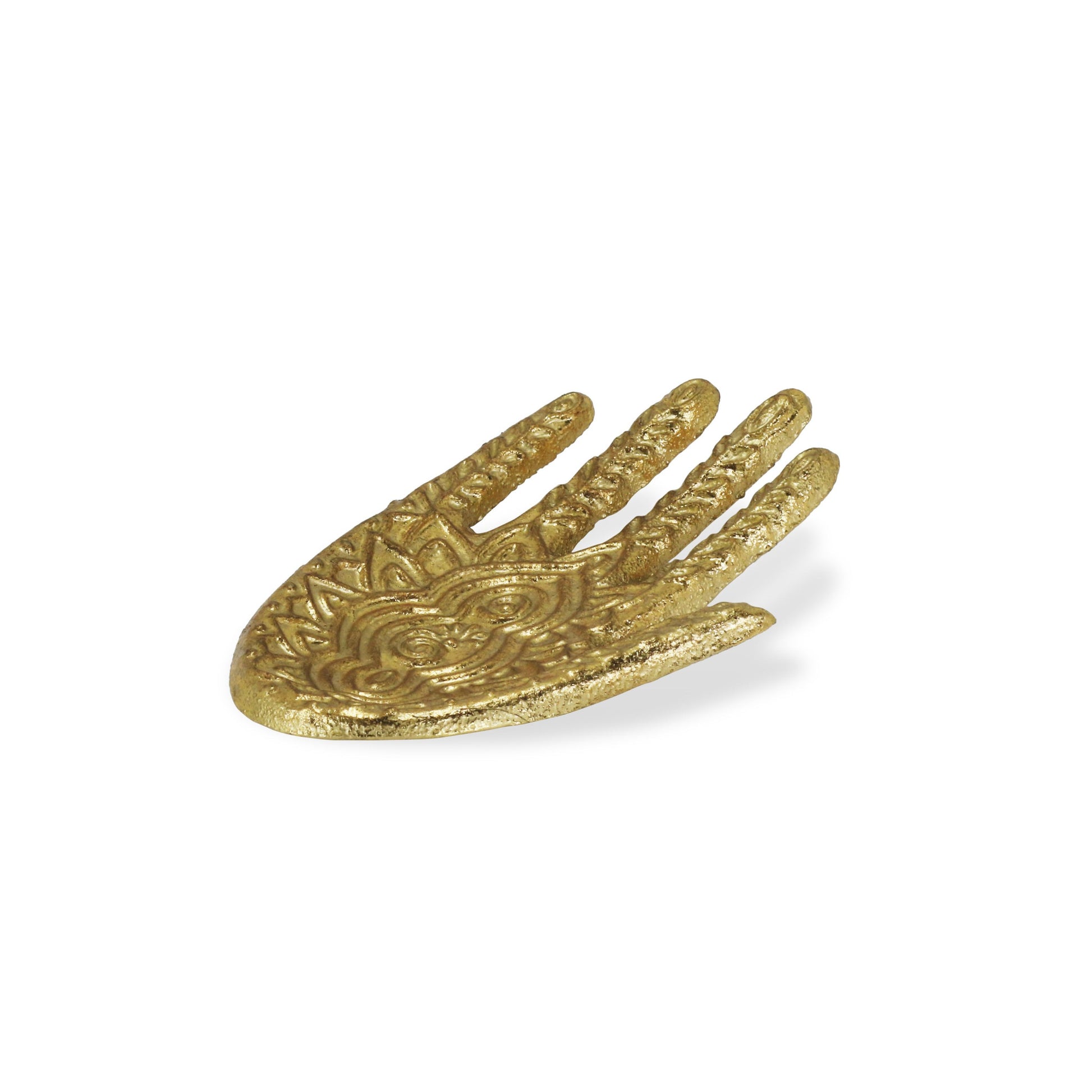 5" Gold Hamza Metal Handmade Tray-6