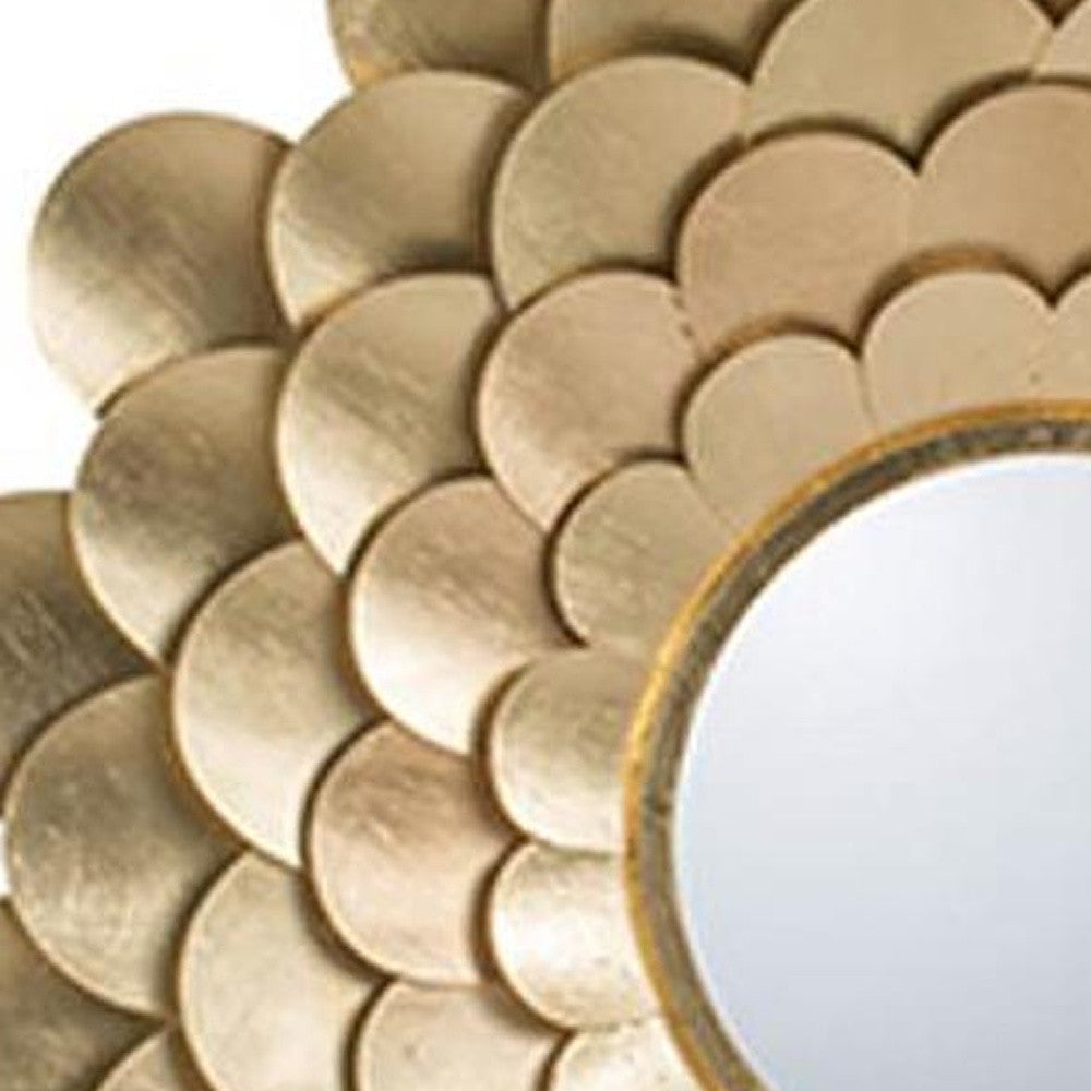 32" Gold Scalloped Iron Framed Accent Mirror-2