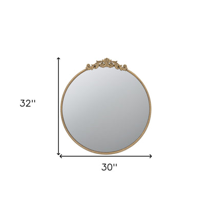 32" Gold Crowned Top Iron Framed Accent Mirror-6