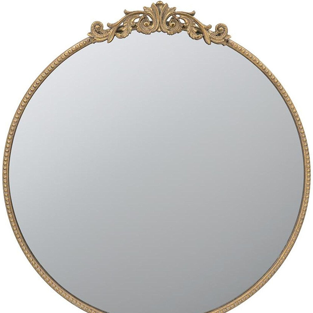 32" Gold Crowned Top Iron Framed Accent Mirror-5