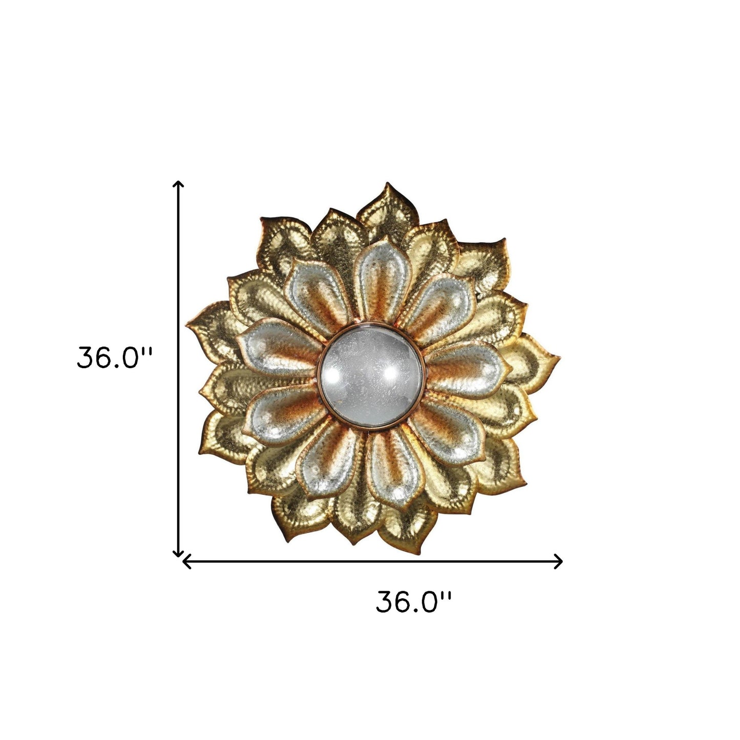 36" Gold Metal Flower Framed Accent Mirror-4