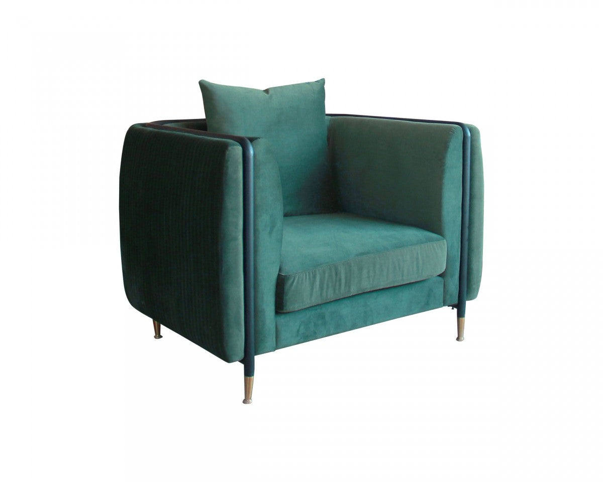 32" Green And Black Velvet Arm Chair-1