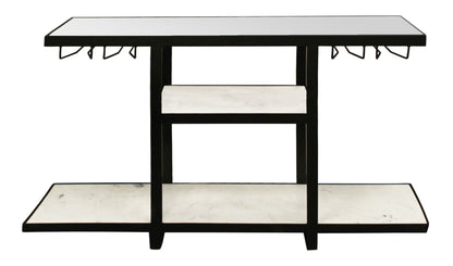 58" White and Black Genuine Marble Floor Shelf Console Table Two Shelves-1