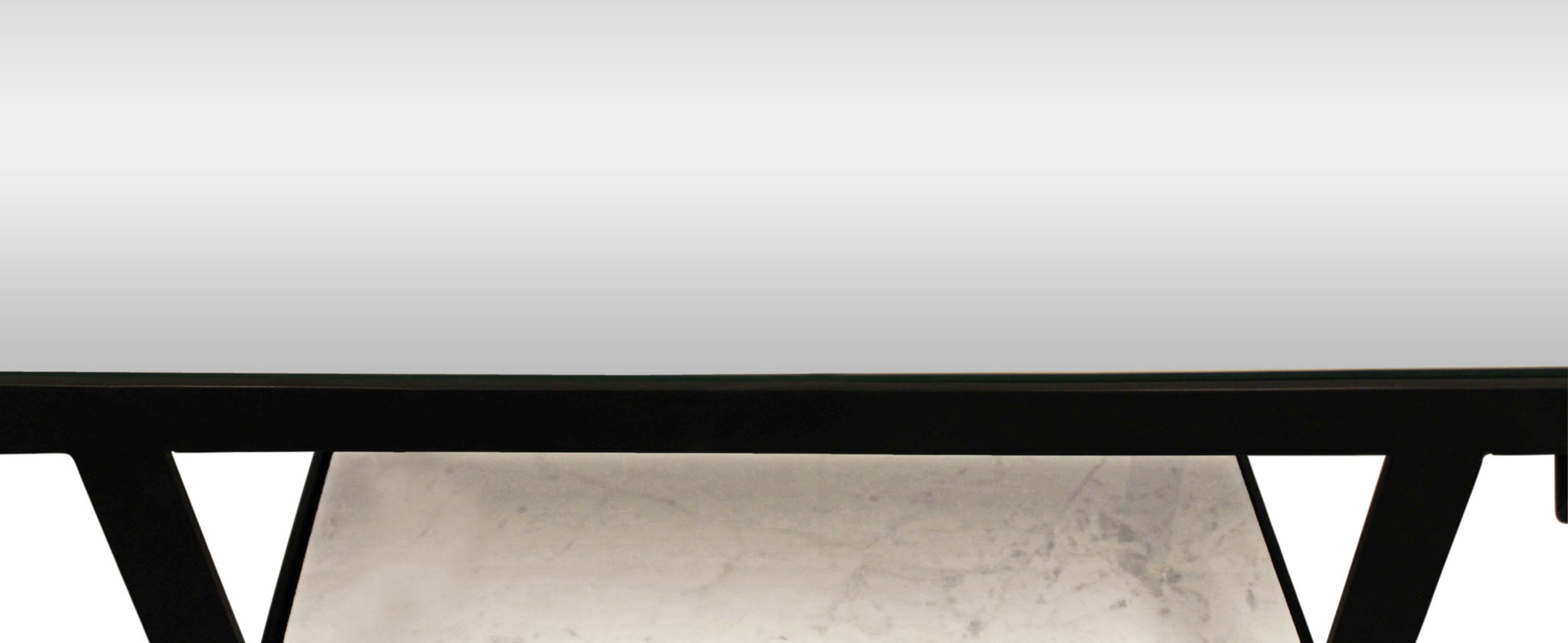 58" White and Black Genuine Marble Floor Shelf Console Table Two Shelves-4