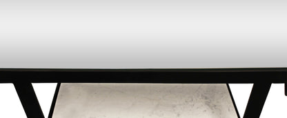 58" White and Black Genuine Marble Floor Shelf Console Table Two Shelves-4