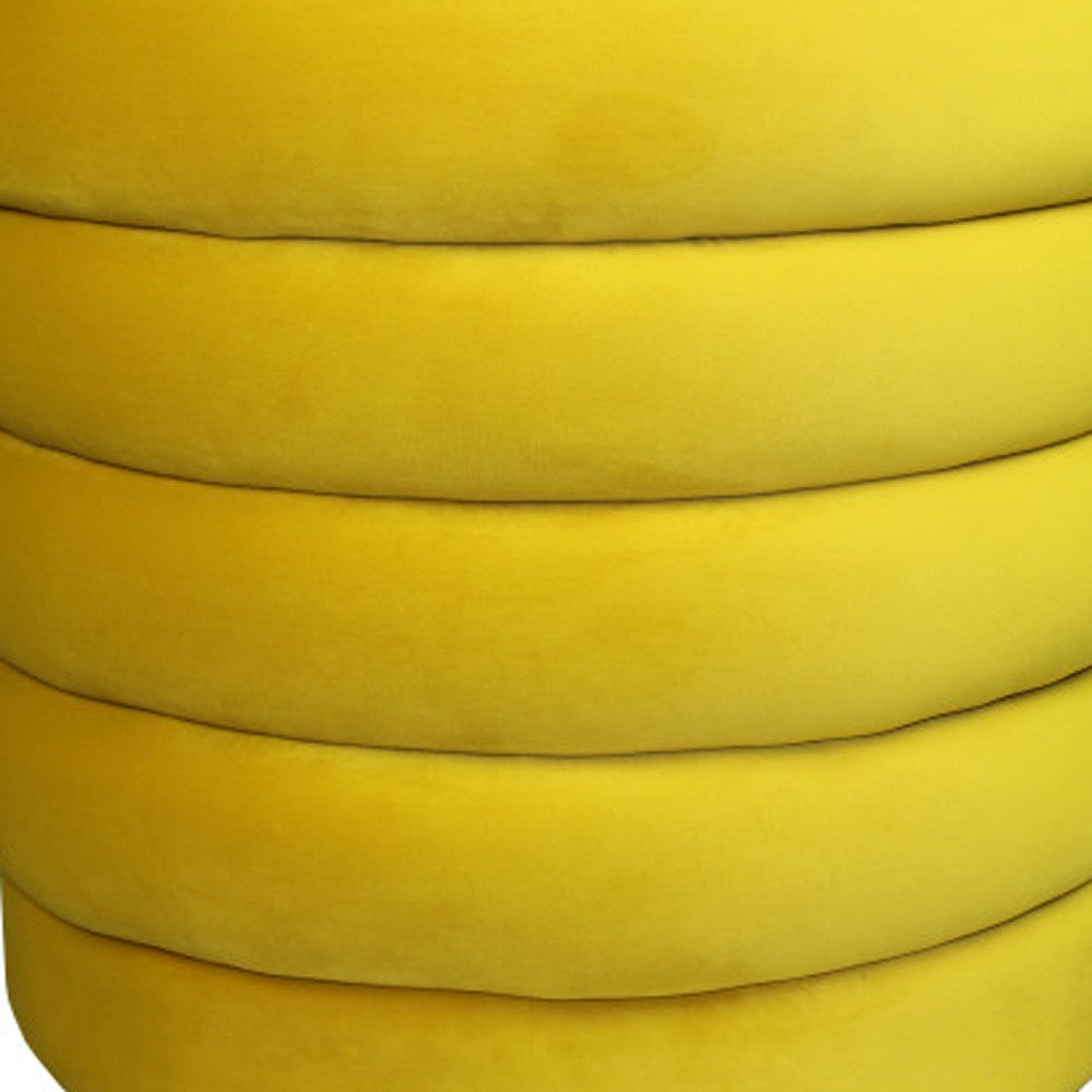 21" Yellow Velvet Tufted Round Cocktail Ottoman-3