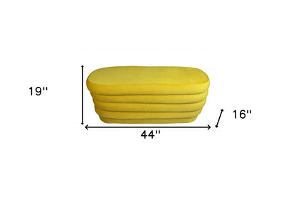 44" Yellow Velvet Tufted Oval Ottoman-4