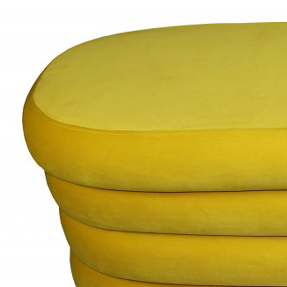 44" Yellow Velvet Tufted Oval Ottoman-3