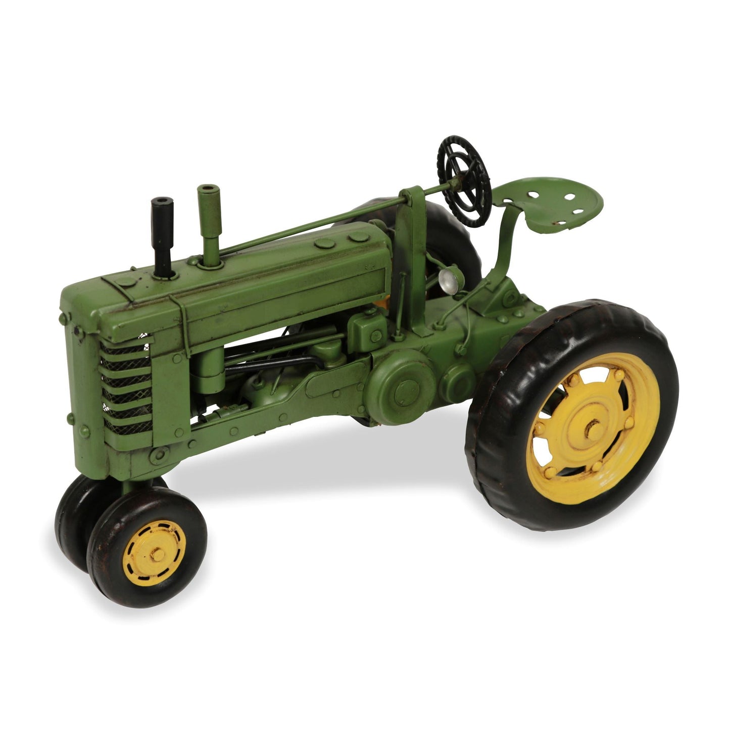 7" Green and Black Metal Hand Painted Model Tractor Tabletop Sculpture-2