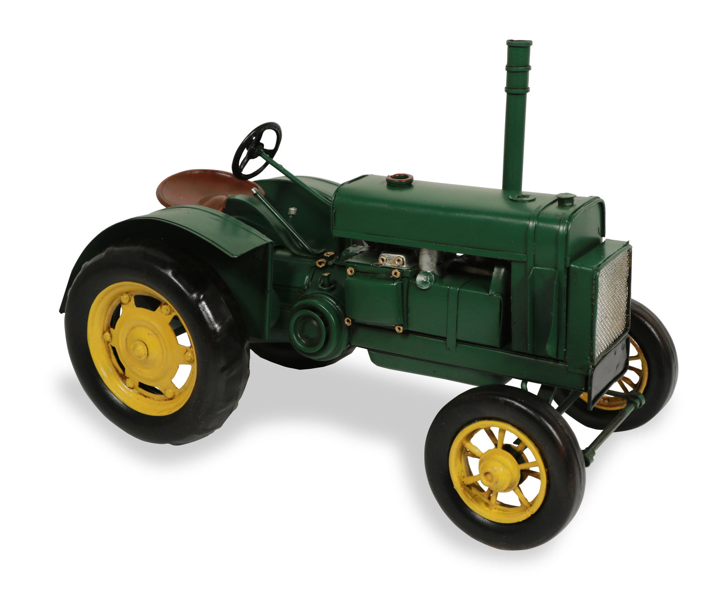8" Green and Black Metal Hand Painted Model Tractor Tabletop Sculpture-3