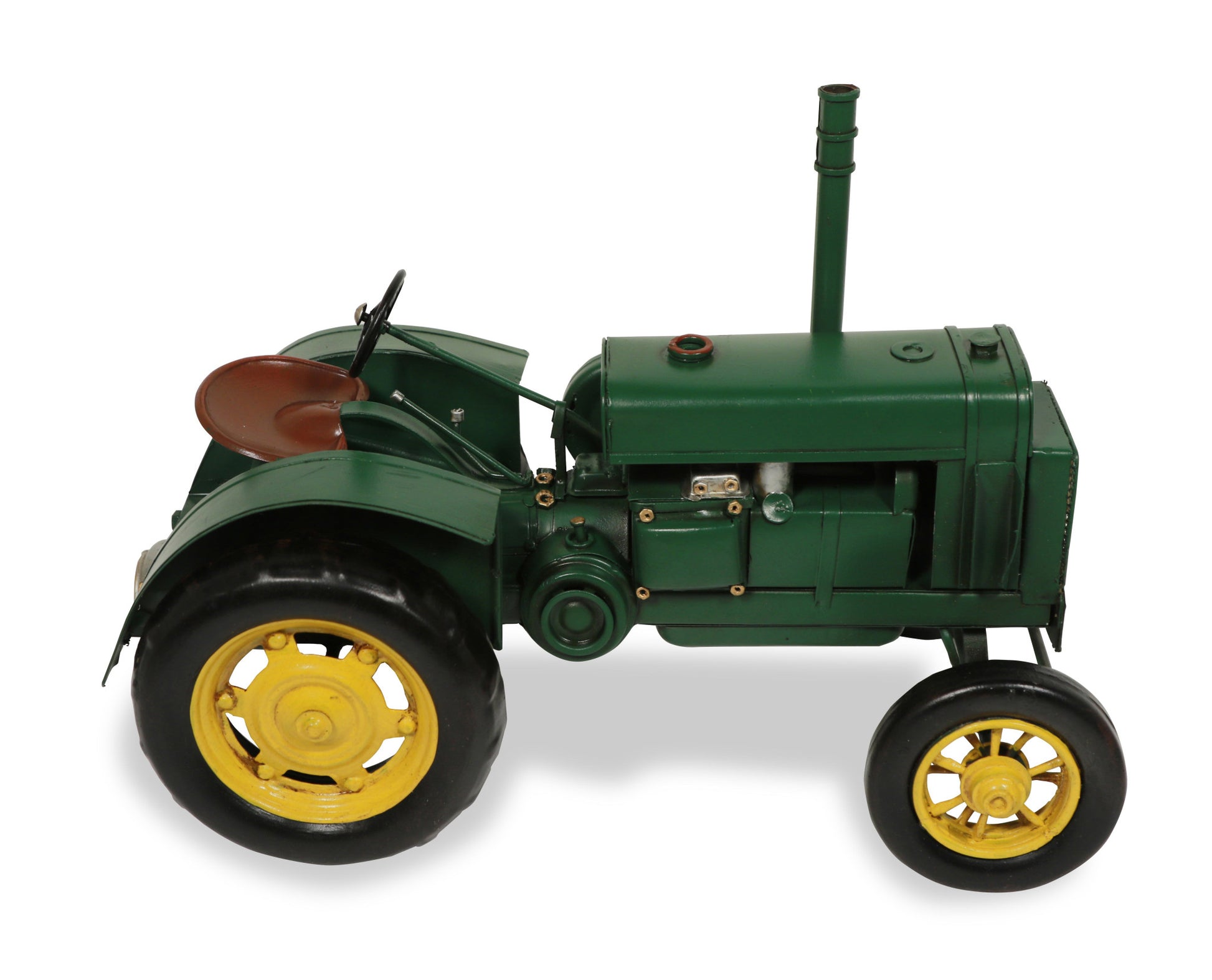 8" Green and Black Metal Hand Painted Model Tractor Tabletop Sculpture-4