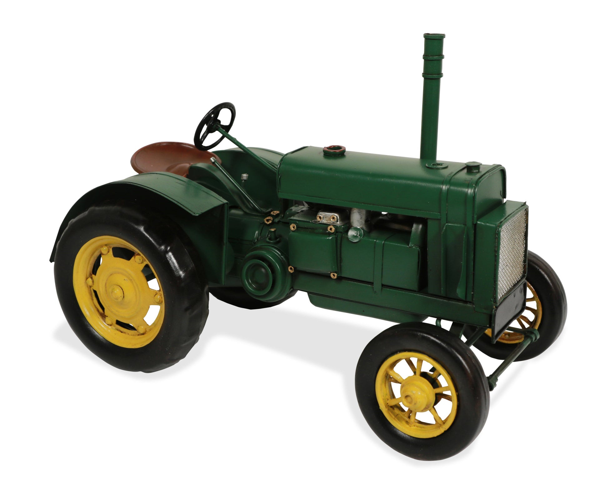 8" Green and Black Metal Hand Painted Model Tractor Tabletop Sculpture-5