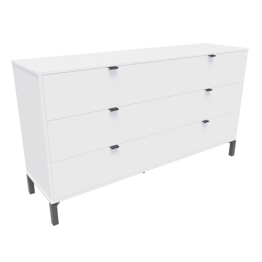 59" White and Black Six Drawer Double Dresser-0