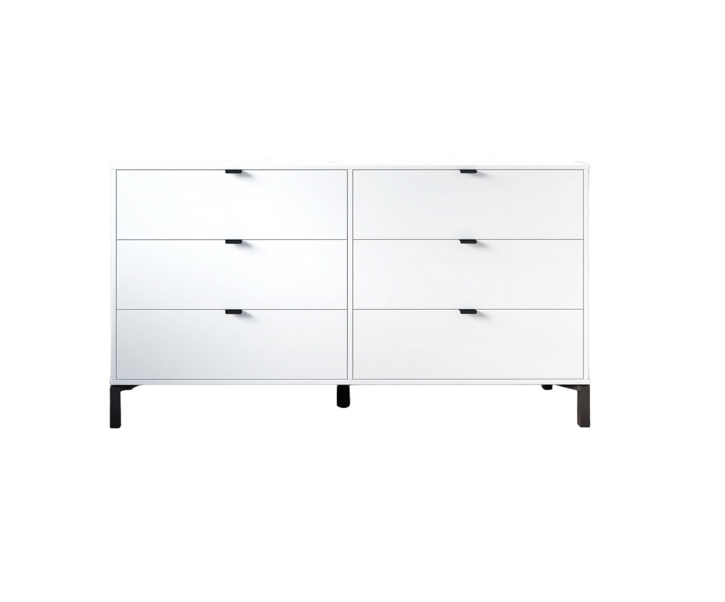 59" White and Black Six Drawer Double Dresser-2