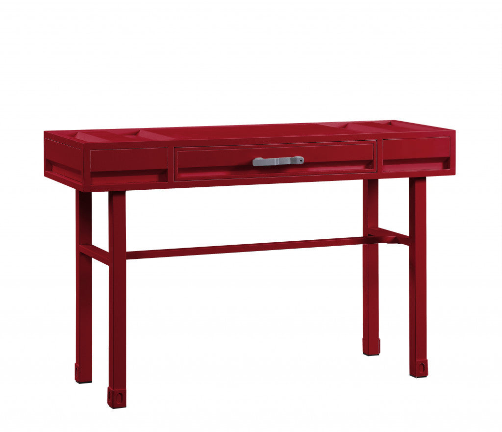 47" Red Iron And Wood Vanity Table-2
