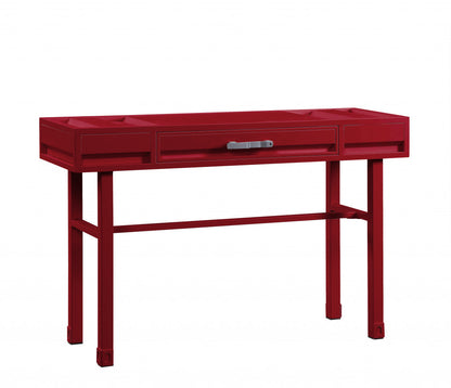 47" Red Iron And Wood Vanity Table-2