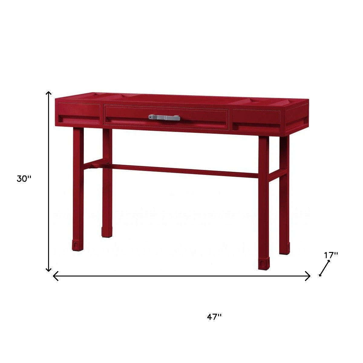 47" Red Iron And Wood Vanity Table-5