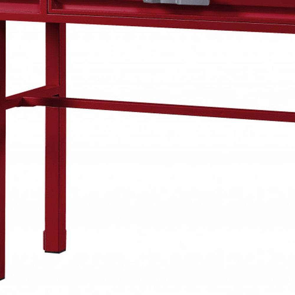 47" Red Iron And Wood Vanity Table-3