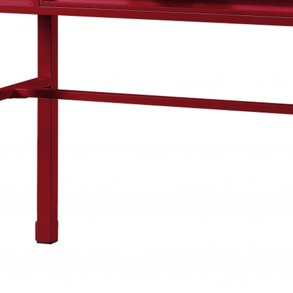 47" Red Iron And Wood Vanity Table-4