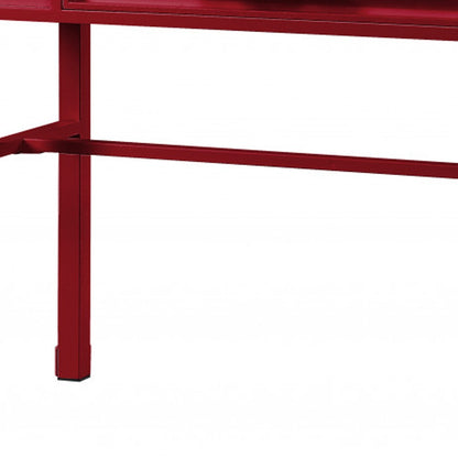 47" Red Iron And Wood Vanity Table-4