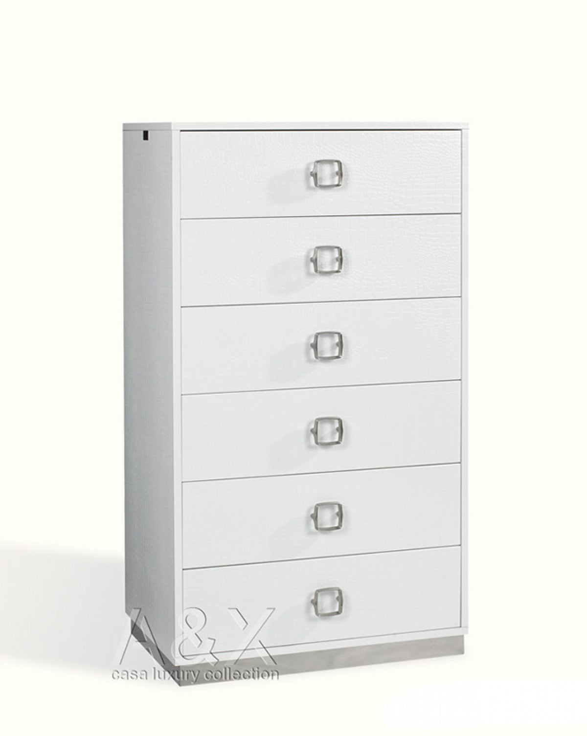 32" White Manufactured Wood + Solid Wood Stainless Steel Six Drawer Chest-0