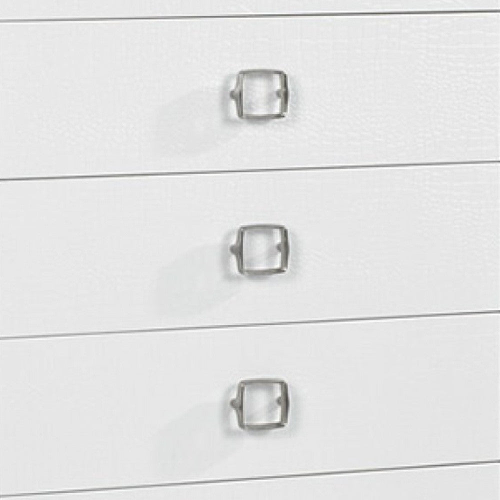 32" White Manufactured Wood + Solid Wood Stainless Steel Six Drawer Chest-2