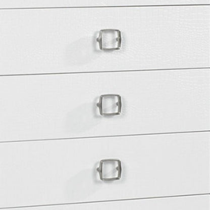 32" White Manufactured Wood + Solid Wood Stainless Steel Six Drawer Chest-2