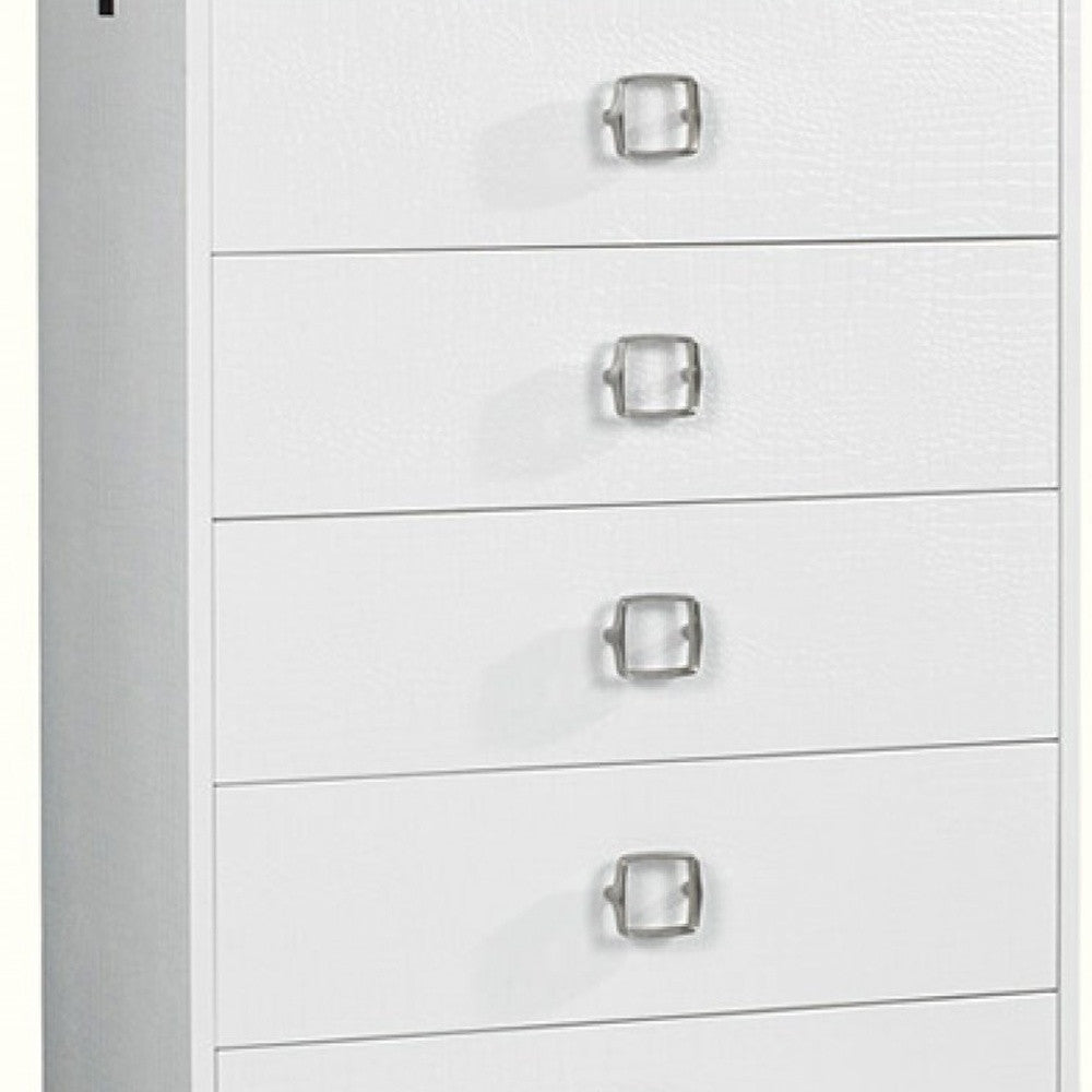 32" White Manufactured Wood + Solid Wood Stainless Steel Six Drawer Chest-3