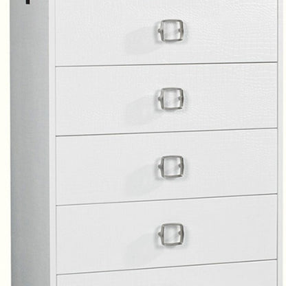 32" White Manufactured Wood + Solid Wood Stainless Steel Six Drawer Chest-3