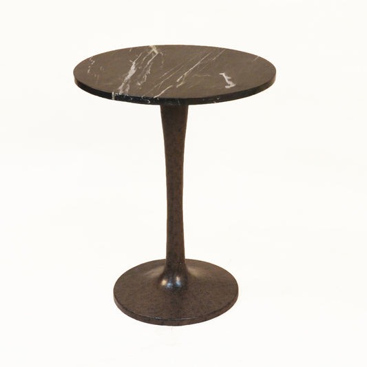19" Black Marble Round End Table-0
