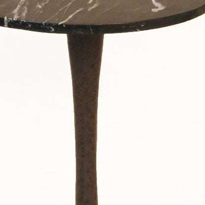 19" Black Marble Round End Table-2