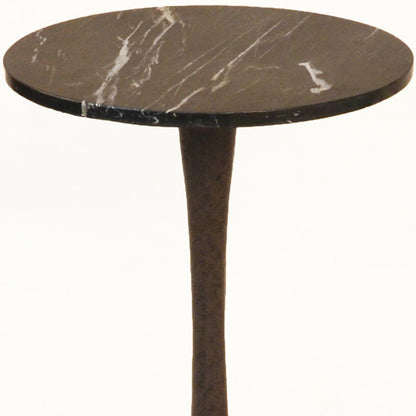 19" Black Marble Round End Table-3