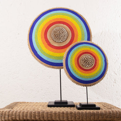 Beaded Cameroon Shield on Stand | Rainbow Design-2