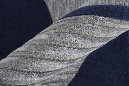 10' X 14' Blue And Silver Wool Geometric Tufted Handmade Area Rug-4