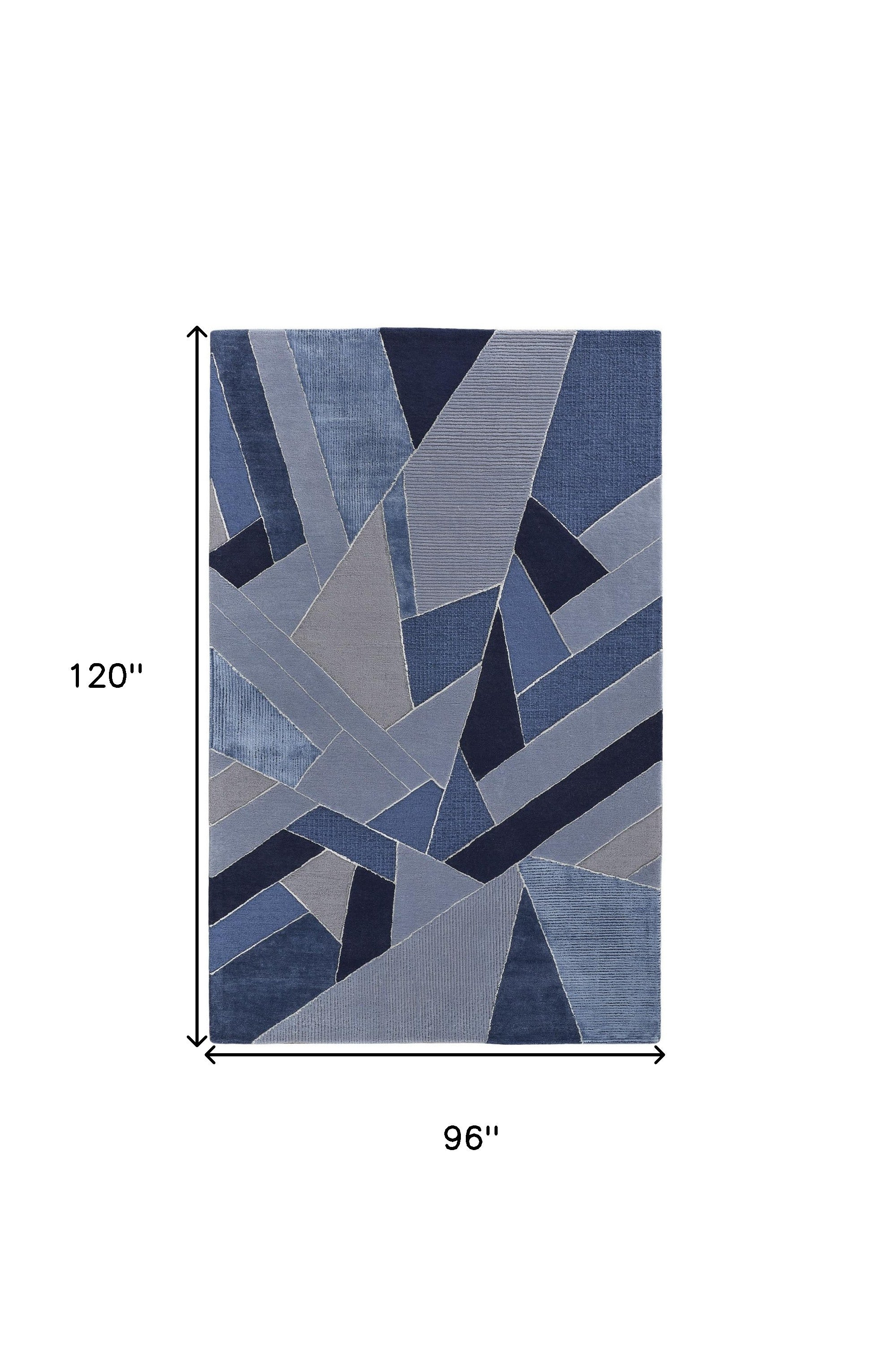 8' X 10' Blue And Silver Wool Geometric Tufted Handmade Area Rug-6