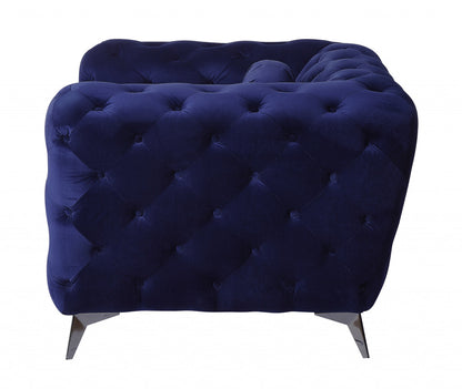 41" Blue and Black Fabric Tufted Arm Chair-2